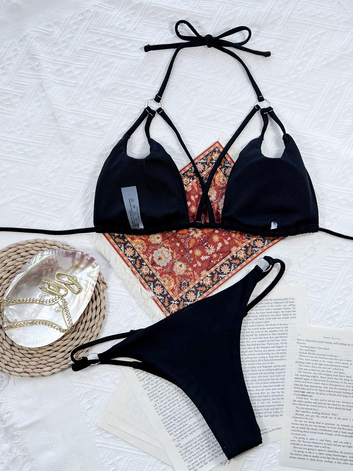 SHEIN CZARNY DWUCZĘŚCIOWY STRÓJ KĄPIELOWY S09__M