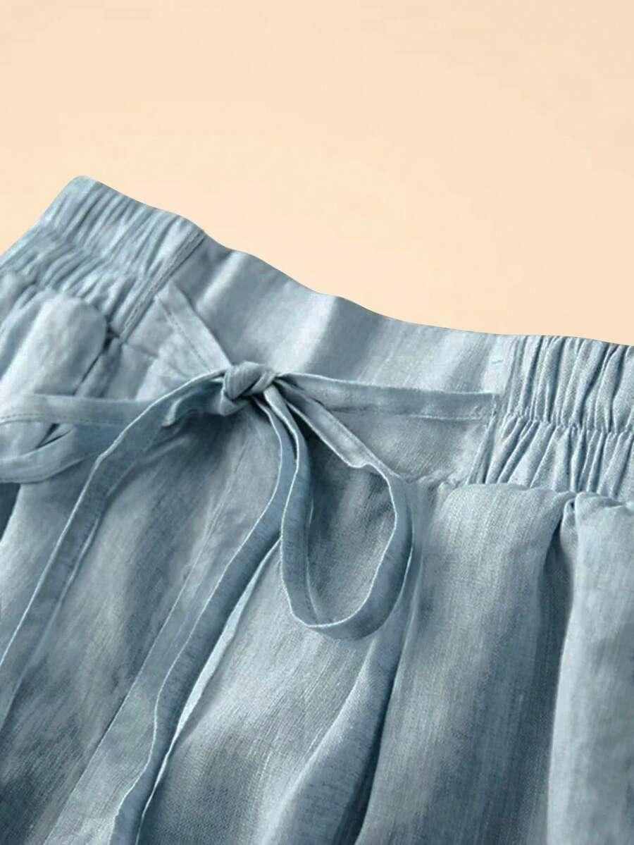 SHEIN SPODENKI Z DOMIESZKĄ LNU WIĄZANIE PK01__XL
