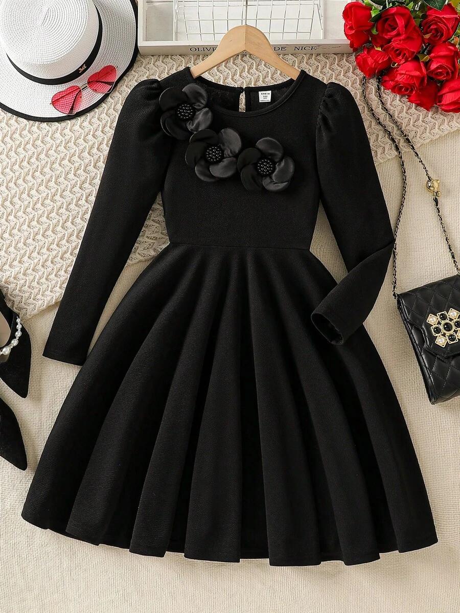 SHEIN CZARNA SUKIENKA ZDOBIENIE S06__122/128