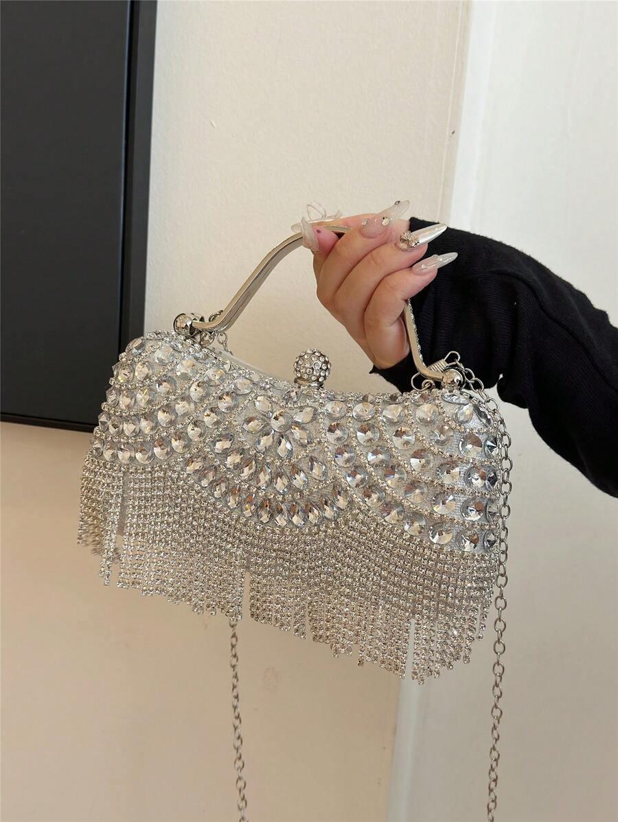 SHEIN SREBRNA TOREBKA KOPERTÓWKA ZDOBIENIE S07__10X20CM