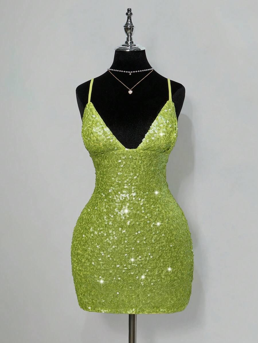SHEIN ZIELONA MINI SUKIENKA S09__S
