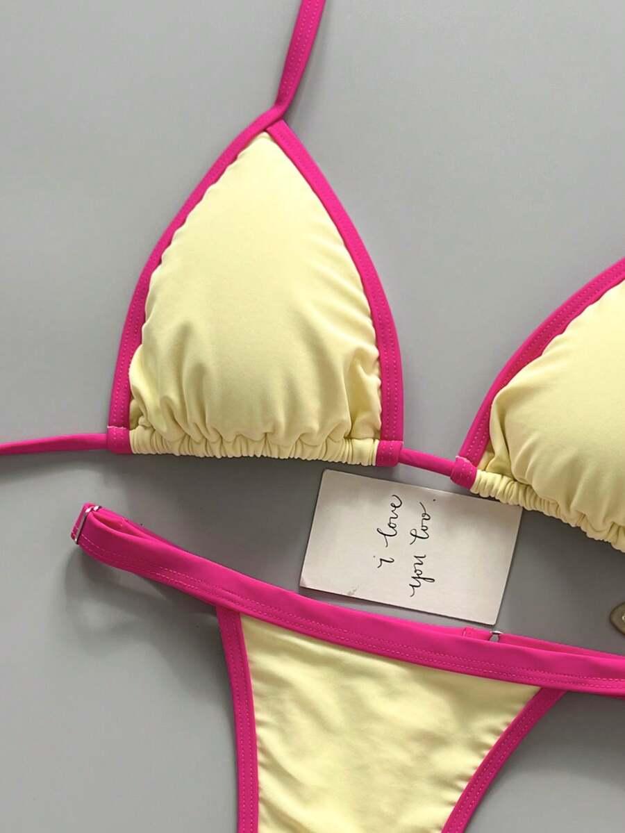 SHEIN DWUCZĘŚCIOWY STRÓJ KĄPIELOWY KONTRAST S09__XS