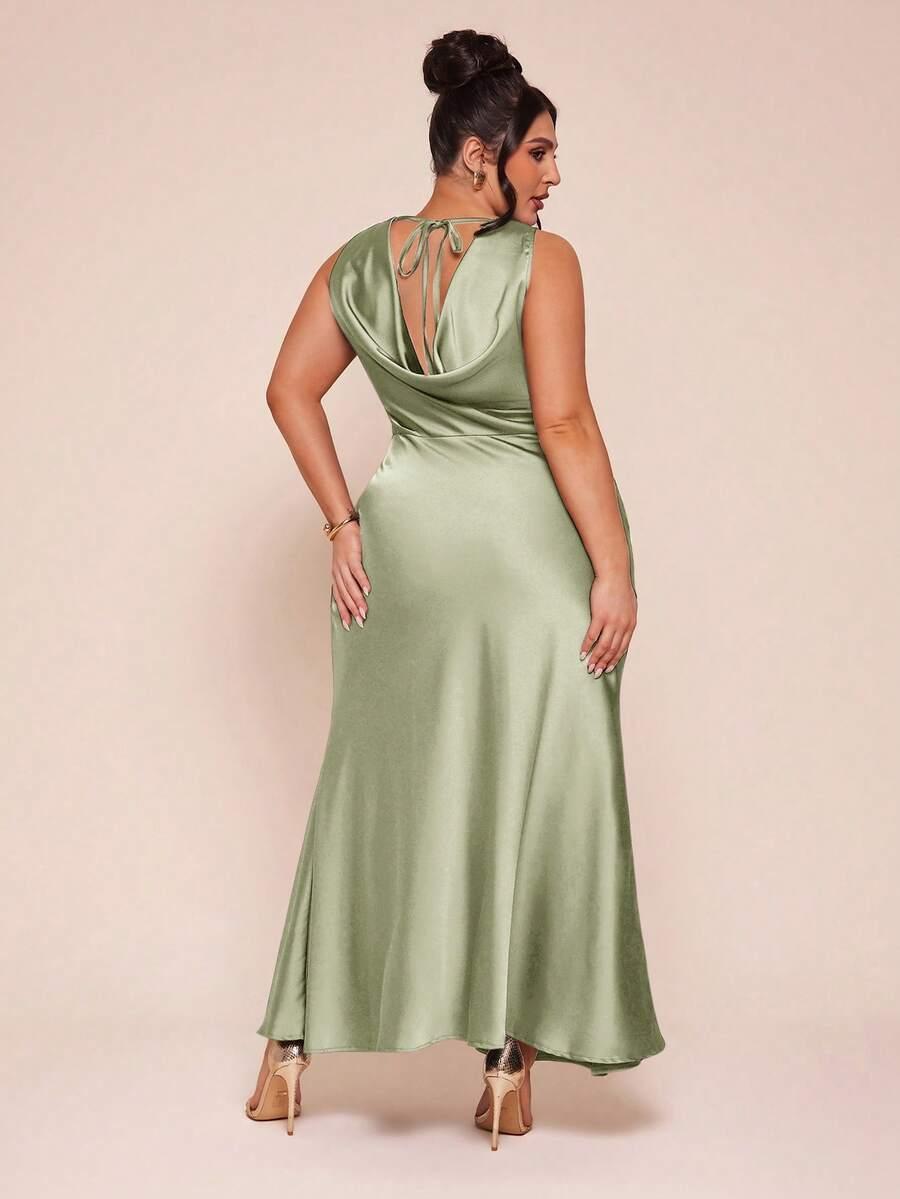 SHEIN SATYNOWA ZIELONA SUKIENKA S06__46