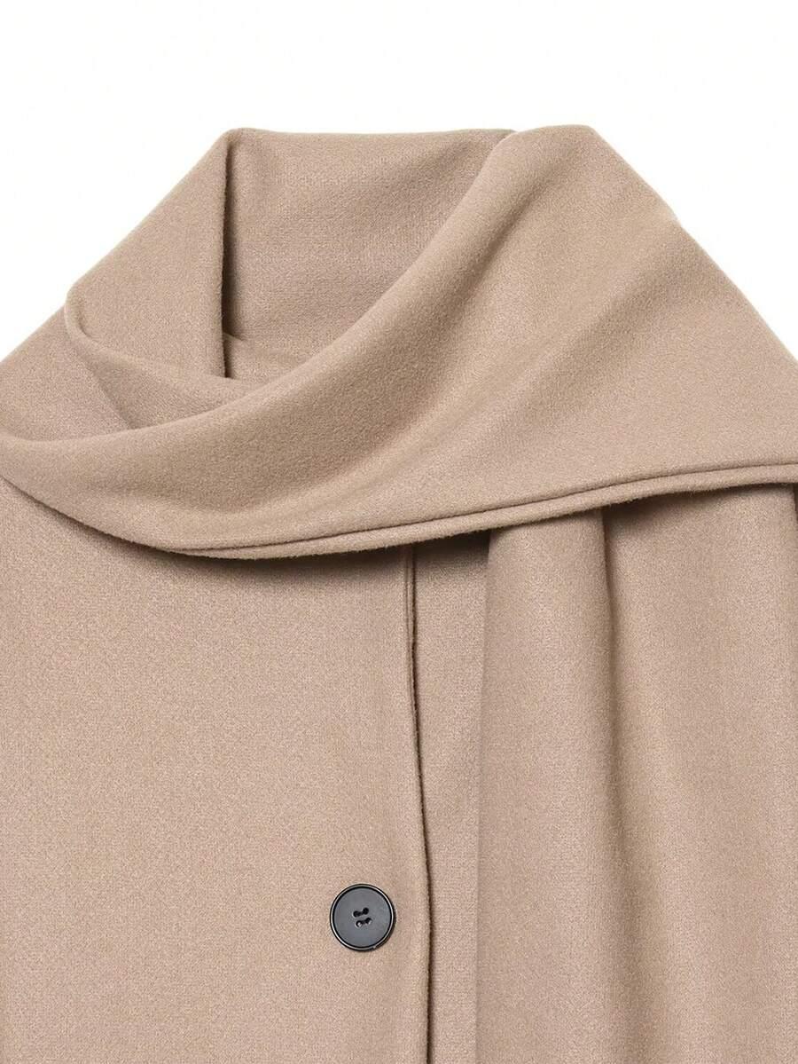 SHEIN BEŻOWY PŁASZCZ GUZIK W01__M