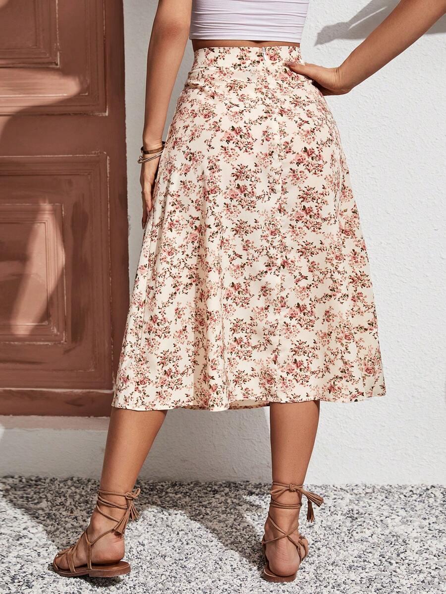 SHEIN MIDI SPÓDNICA KWIATY S06__M