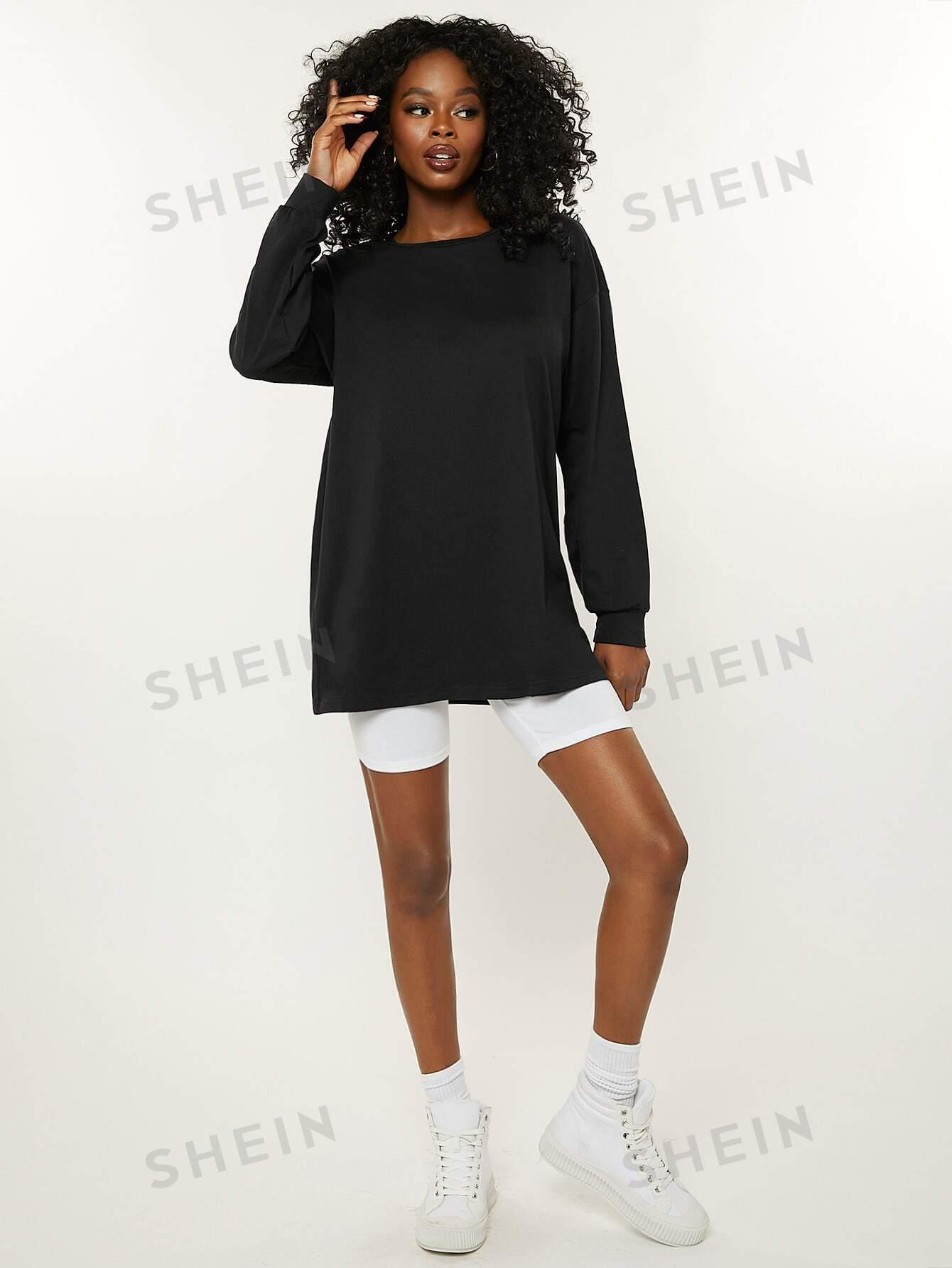 SHEIN CZARNA BLUZKA Z DŁUGIM RĘKAWEM S06__M