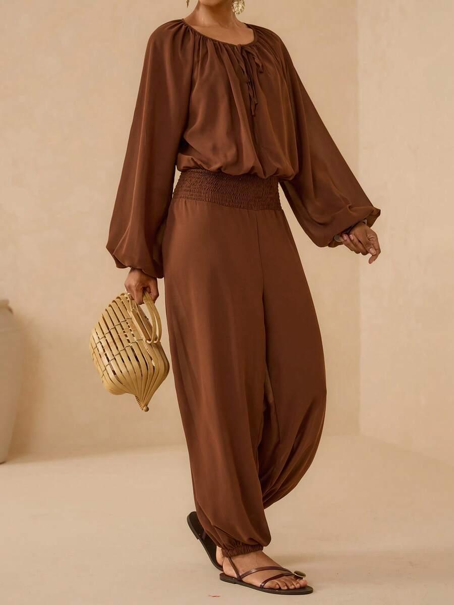 SHEIN BRĄZOWY KOMBINEZON CASUAL S06__S