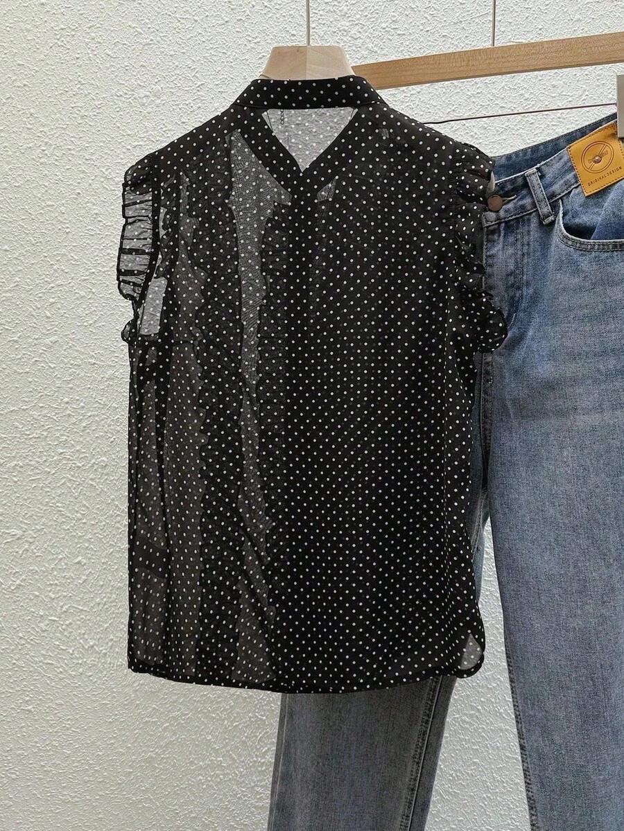 SHEIN CZARNA BLUZKA GROSZKI S06__S