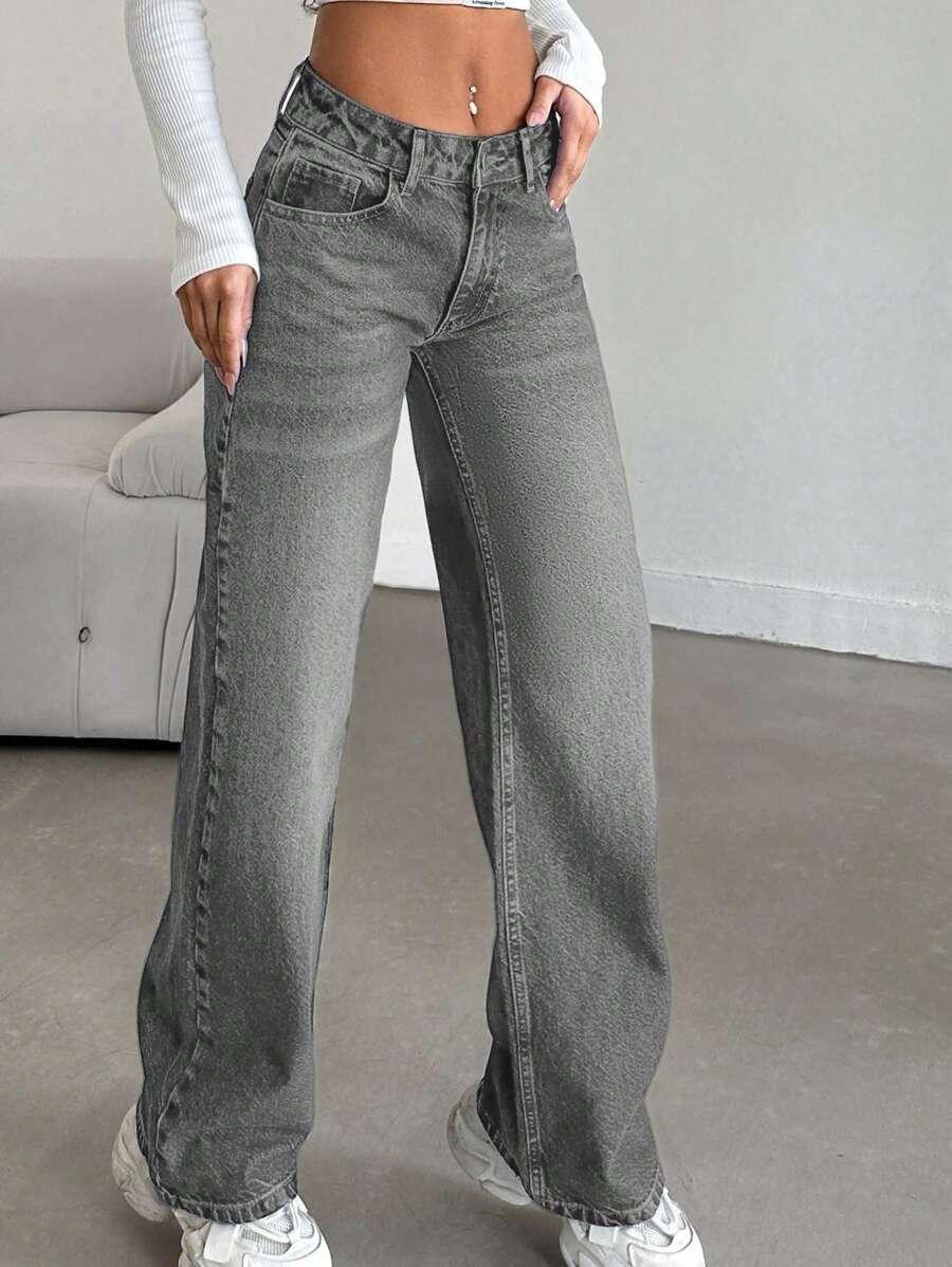 SHEIN SPODNIE JEANS PROSTA NOGAWKA S06__S