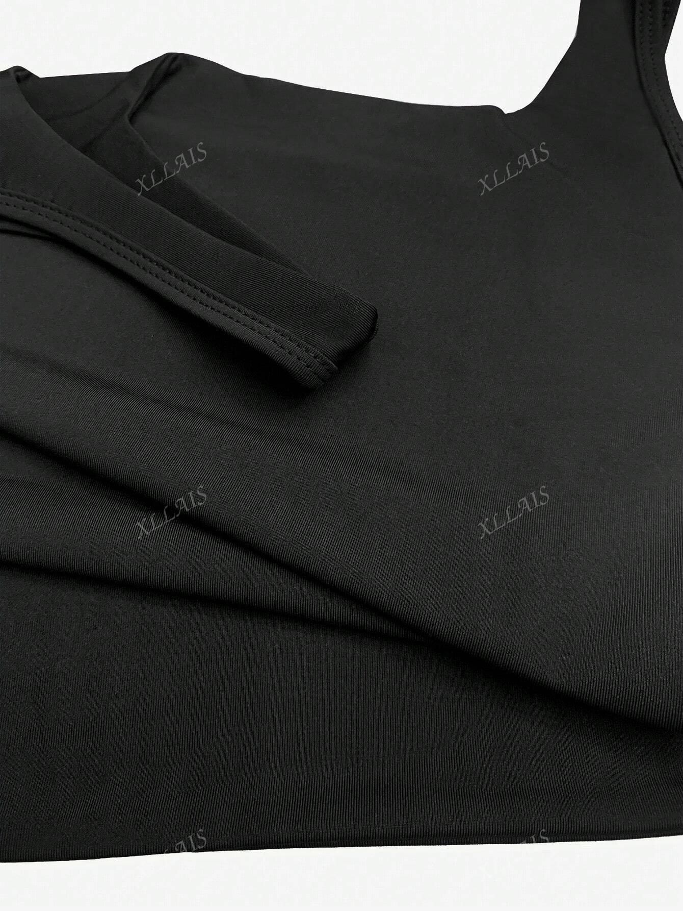 SHEIN CZARNY TOP NA RAMIĄCZKACH S06__XXS