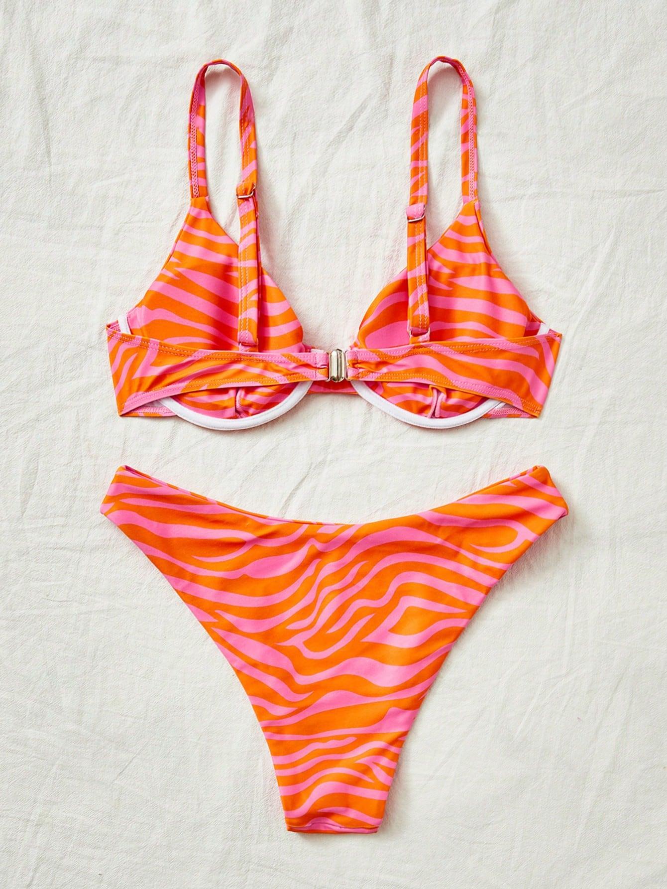 SHEIN DWUCZĘŚCIOWY STRÓJ KĄPIELOWY ANIMAL PRINT S09__L