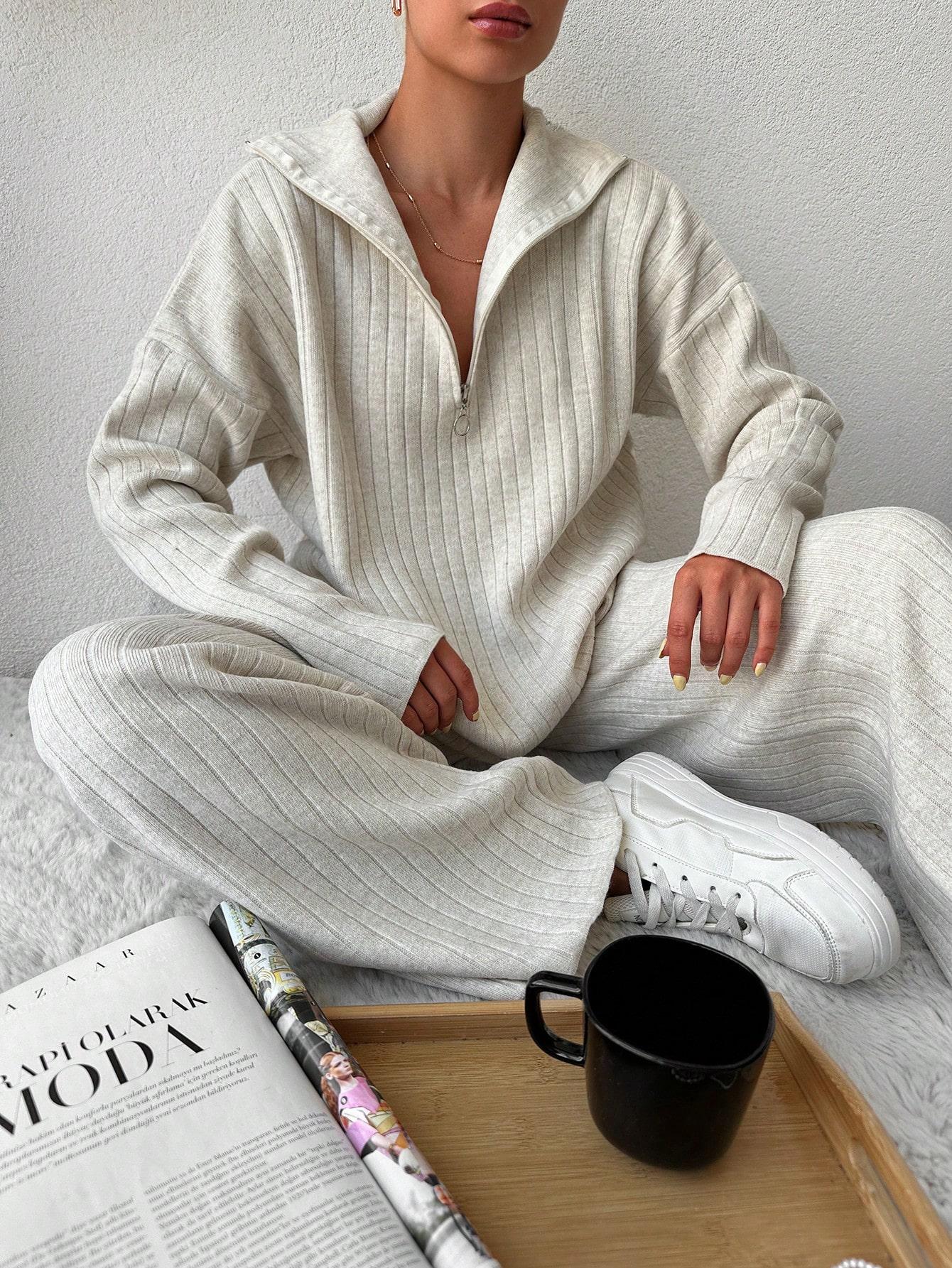 SHEIN DZIANINOWE SPODNIE PRĄŻKI PK01__M