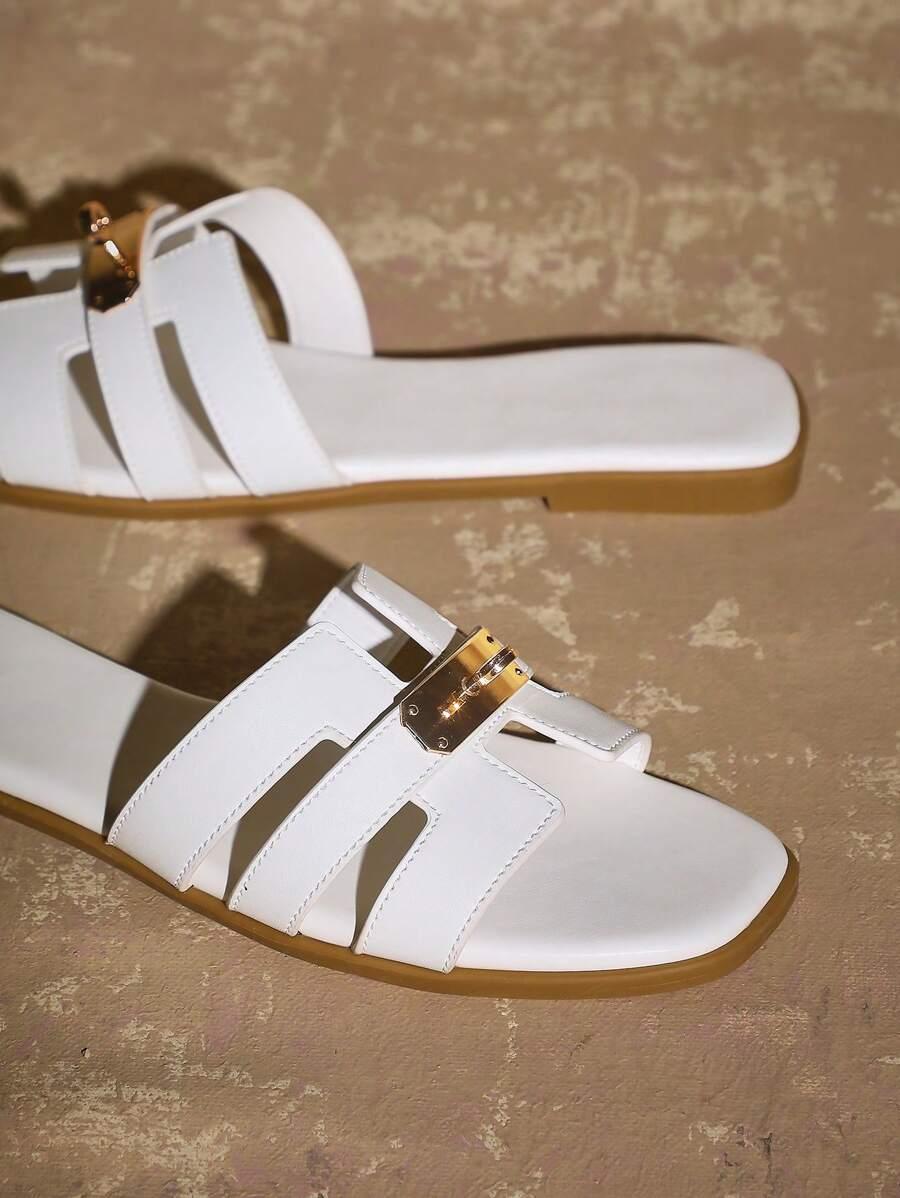 SHEIN BIAŁE KLAPKI ZDOBIENIE S06__39