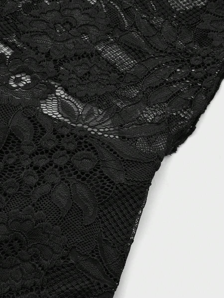 SHEIN CZARNY TOP KORONKA S06__M