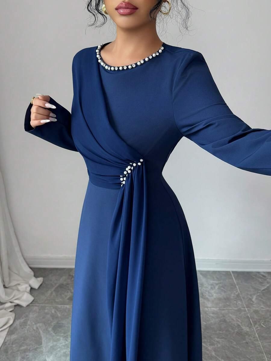 SHEIN GRANATOWA MAXI SUKIENKA S06__S