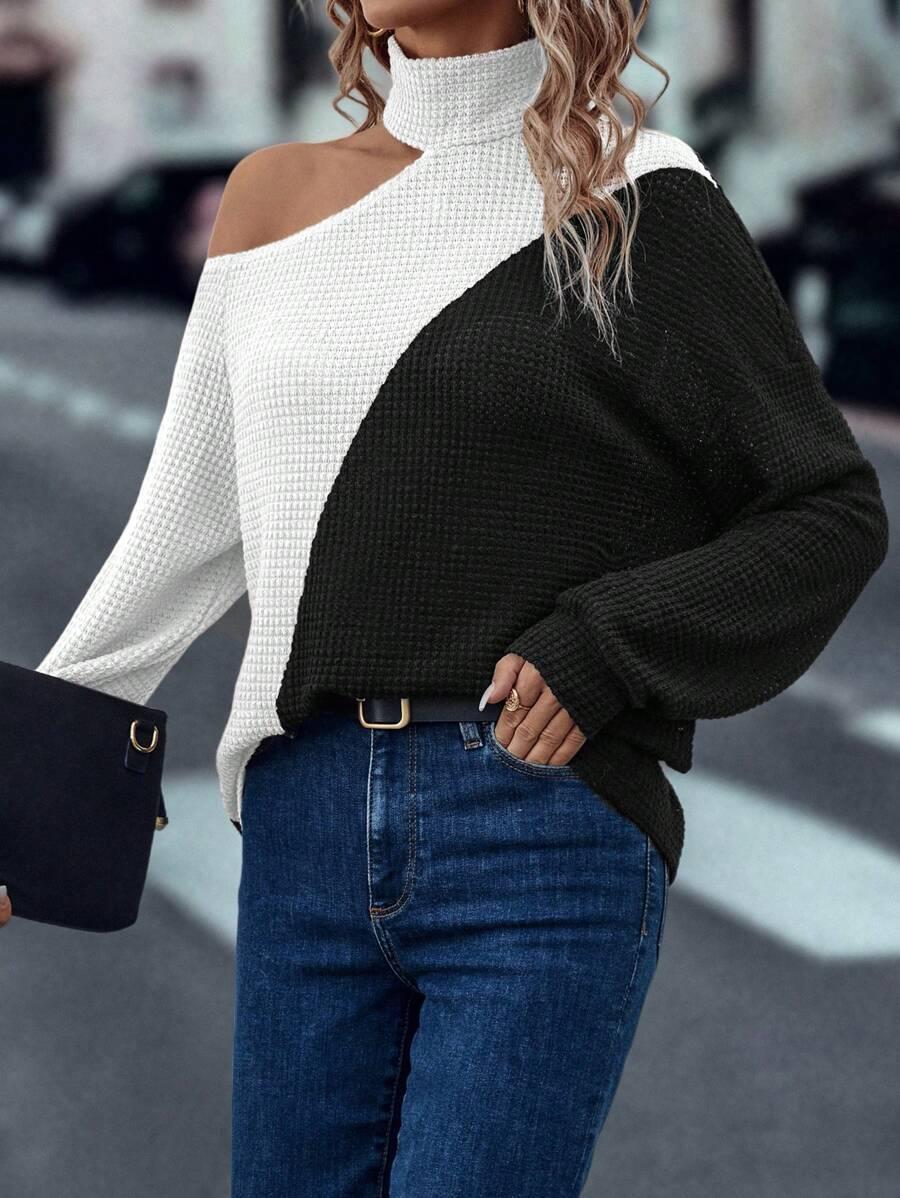 SHEIN ASYMETRYCZNY SWETER KONTRAST S06__XXL