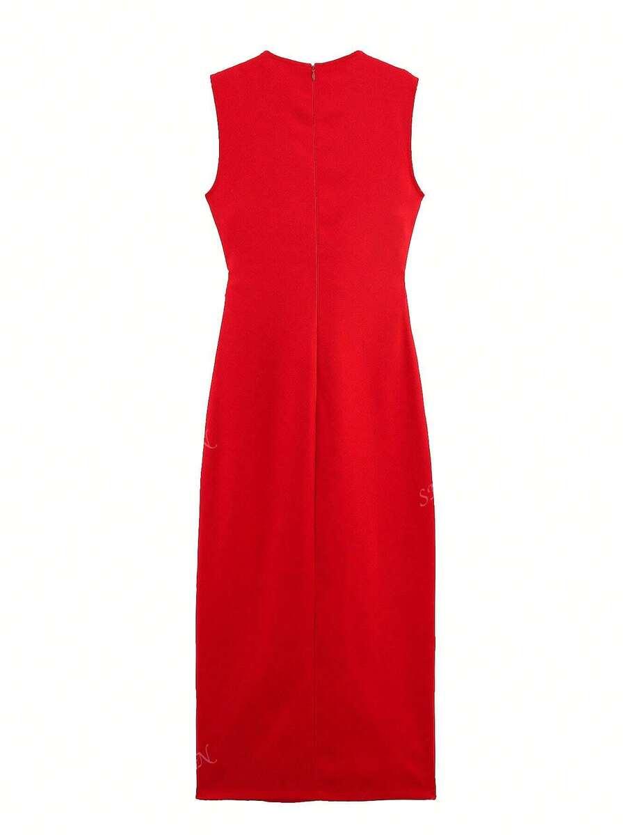 SHEIN CZERWONA SUKIENKA BEZ RĘKAWÓW S09__L