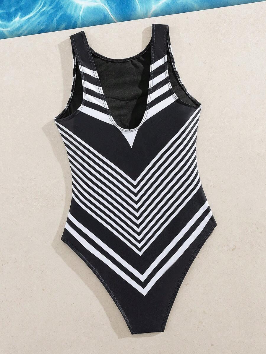 SHEIN JEDNOCZĘŚCIOWY STRÓJ KĄPIELOWY KONTRAST PK01__S