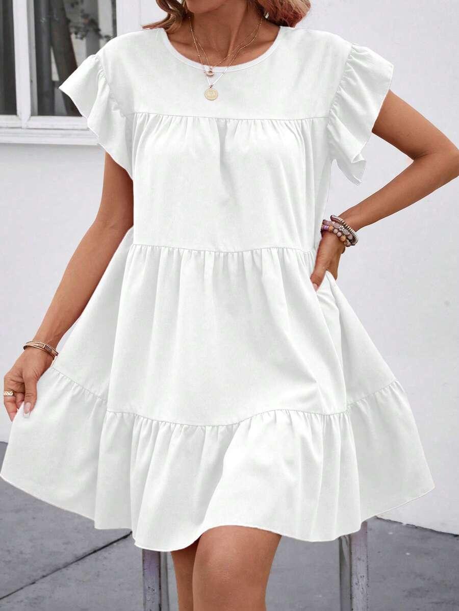 SHEIN ROZKLOSZOWANA MINI SUKIENKA FALBANY S06__S