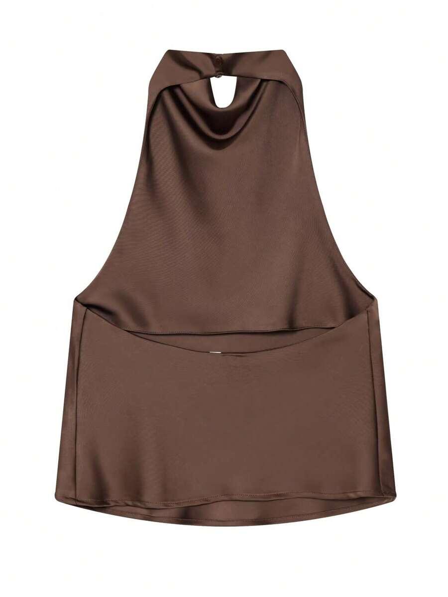 SHEIN SATYNOWY TOP BEZ RĘKAWÓW S06__XS