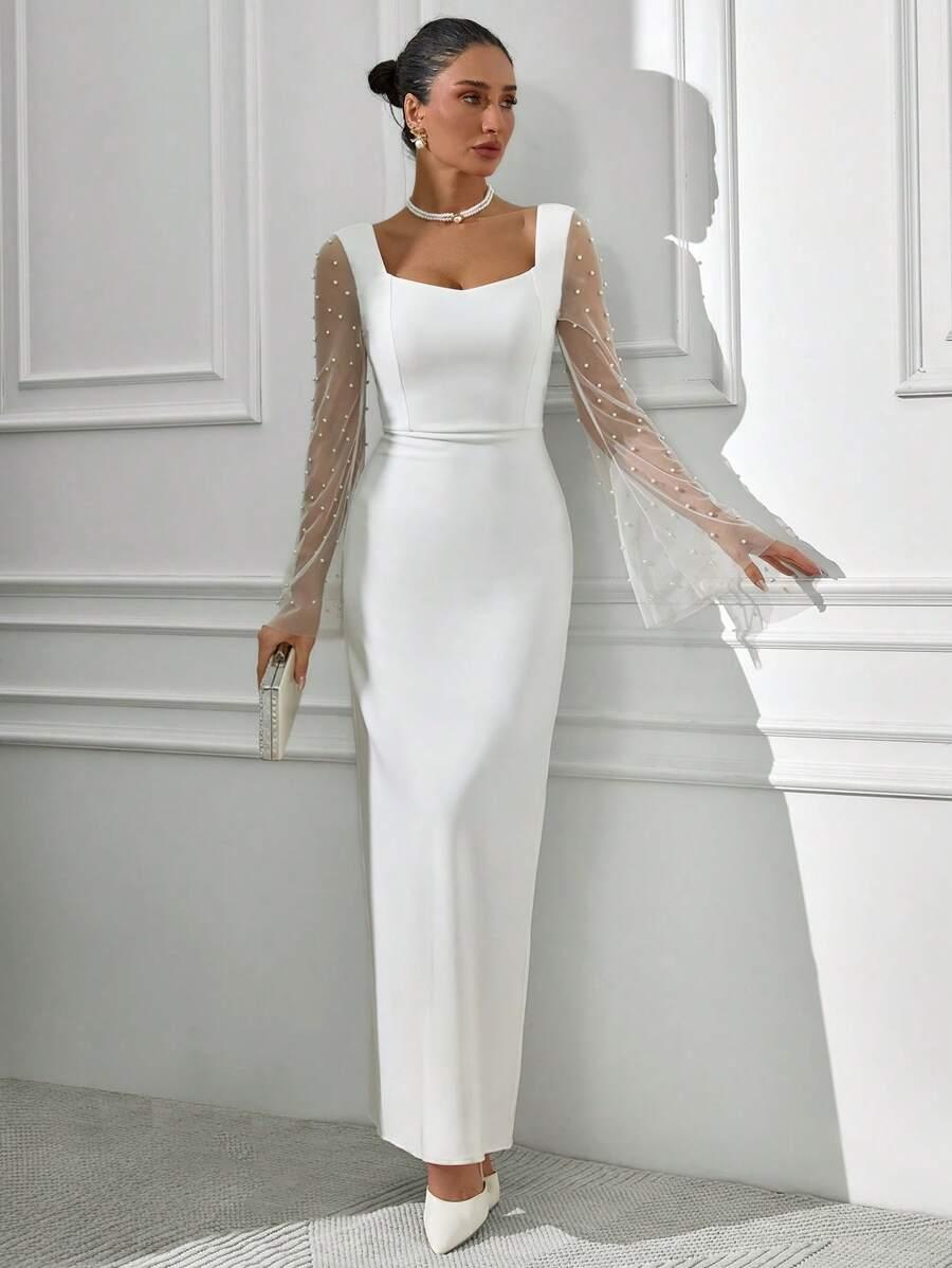 SHEIN BIAŁA MAXI SUKIENKA S06__S