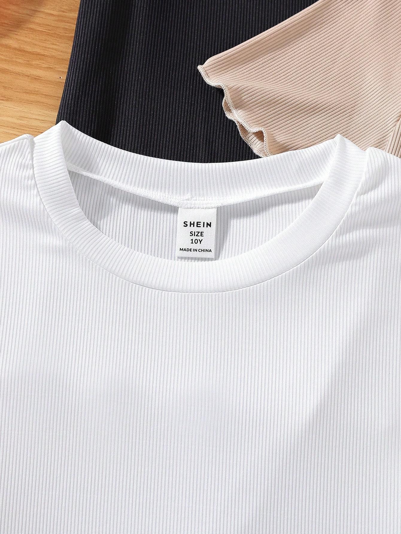 SHEIN BLUZKA OKRĄGŁY DEKOLT 3-PACK S06__122-128