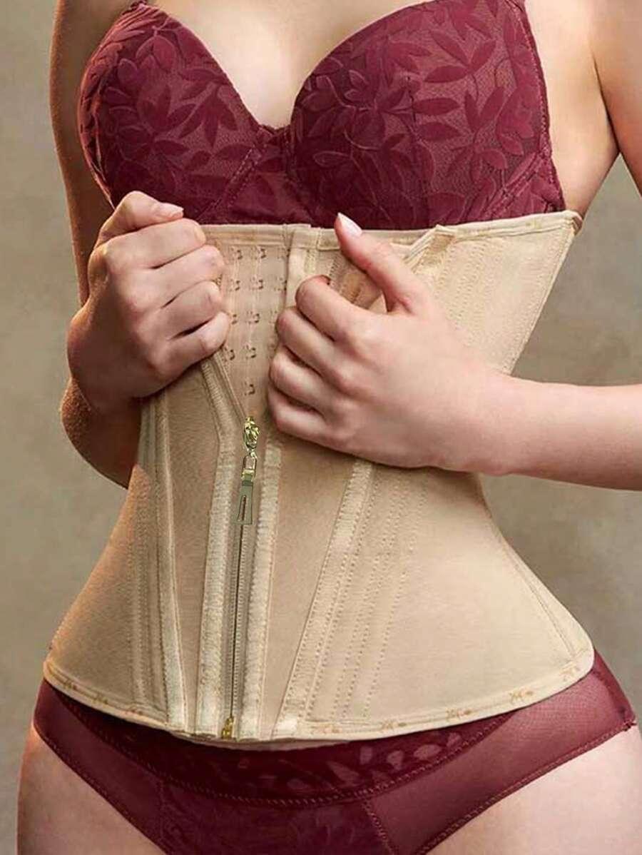 SHEIN BEŻOWY GORSET ZAMEK S07__M