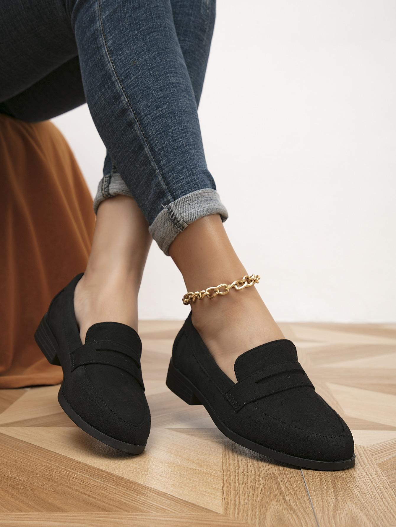 SHEIN CZARNE MOKASYNY IMITACJA ZAMSZU S06__38