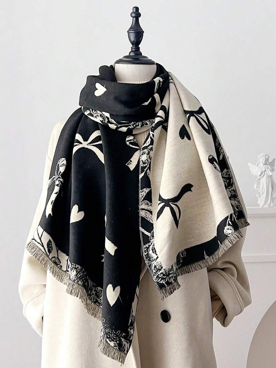 SHEIN PONCZO WZÓR KONTRAST S07__OS