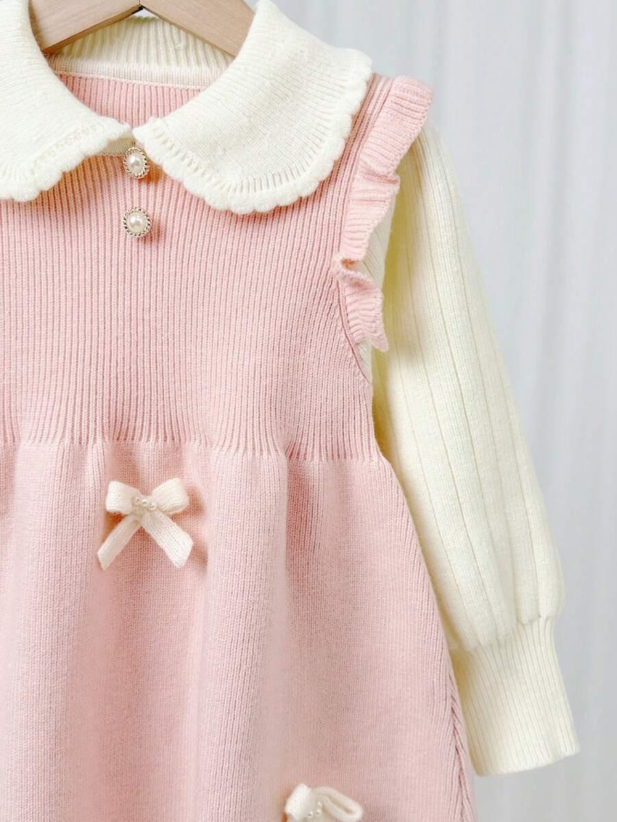 SHEIN RÓŻOWA SUKIENKA DŁUGI RĘKAW S06__116-122
