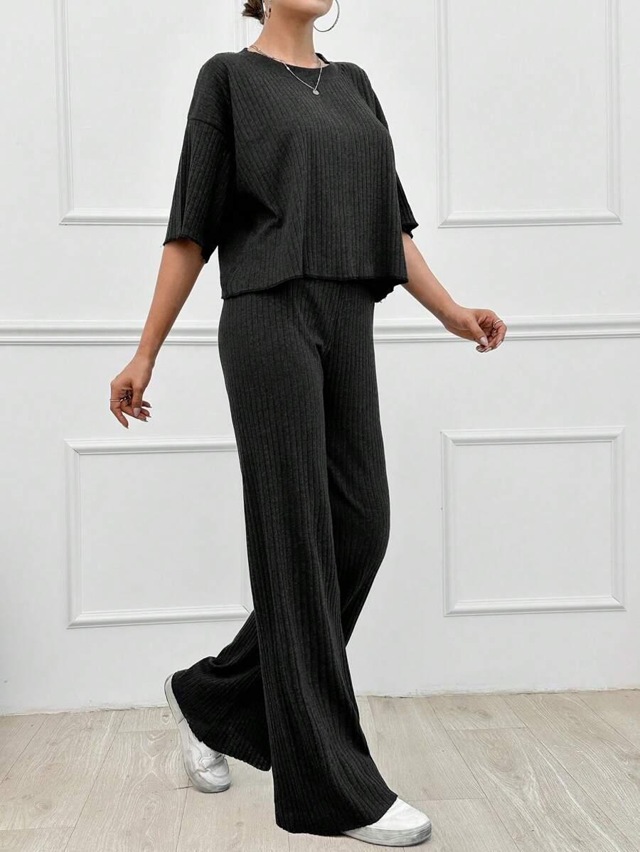 SHEIN SZARY KOMPLET SPODNIE BLUZKA S06__M