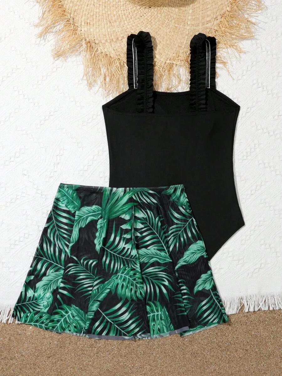 SHEIN JEDNOCZĘŚCIOWY STRÓJ KĄPIELOWY SPÓDNICZKA S06__140-146