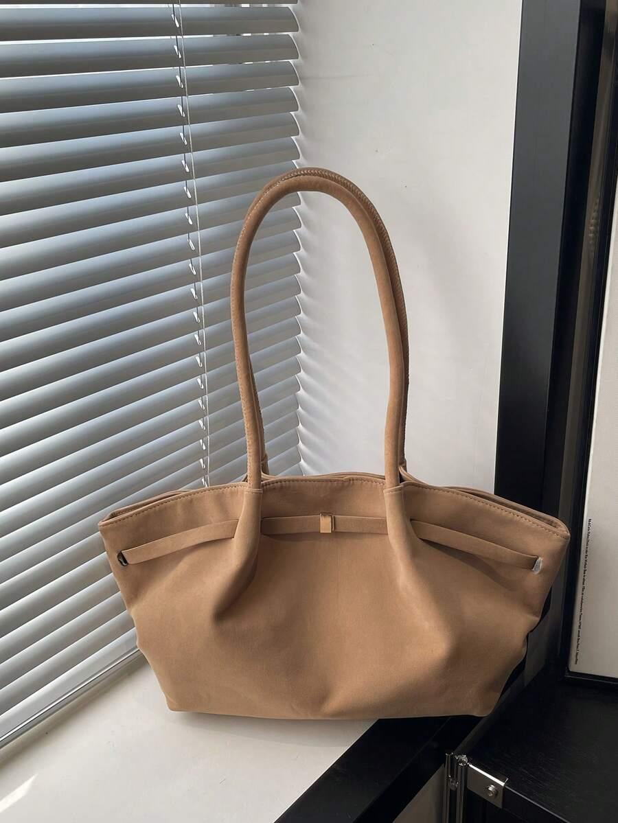 DEDOO BEŻOWA TOREBKA IMITACJA ZAMSZU S07__20X14X27