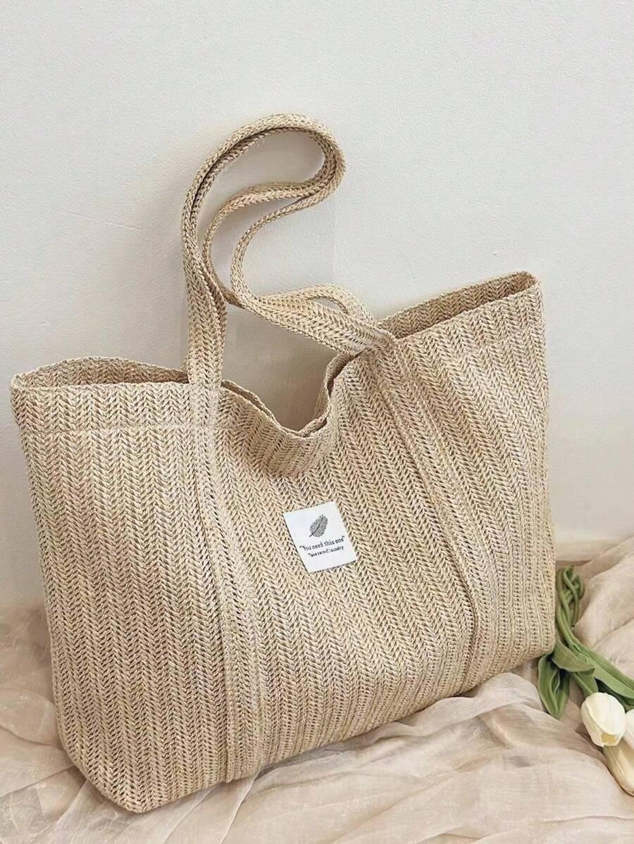 SHEIN BEŻOWA TORBA NA RAMIĘ S07__30X45CM