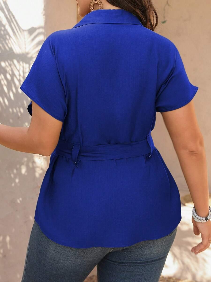 SHEIN GRANATOWA KOSZULA KRÓTKI RĘKAW S06__52
