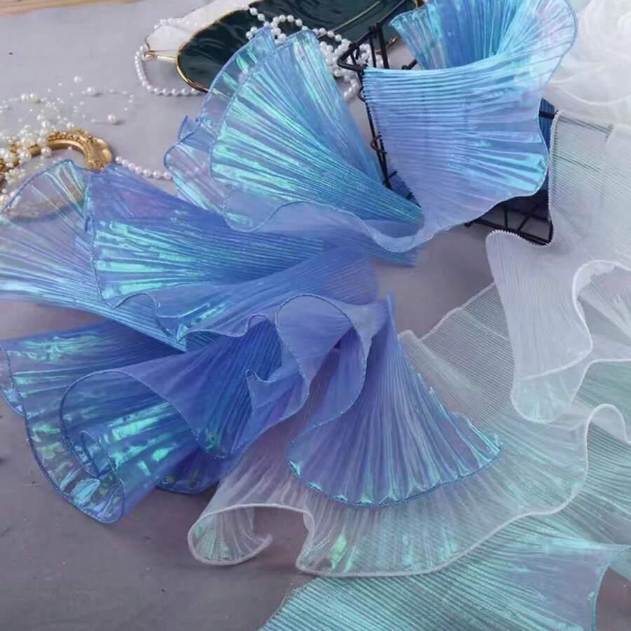 SHEIN NIEBISKA ORGANZA POŁYSK S07__13CM