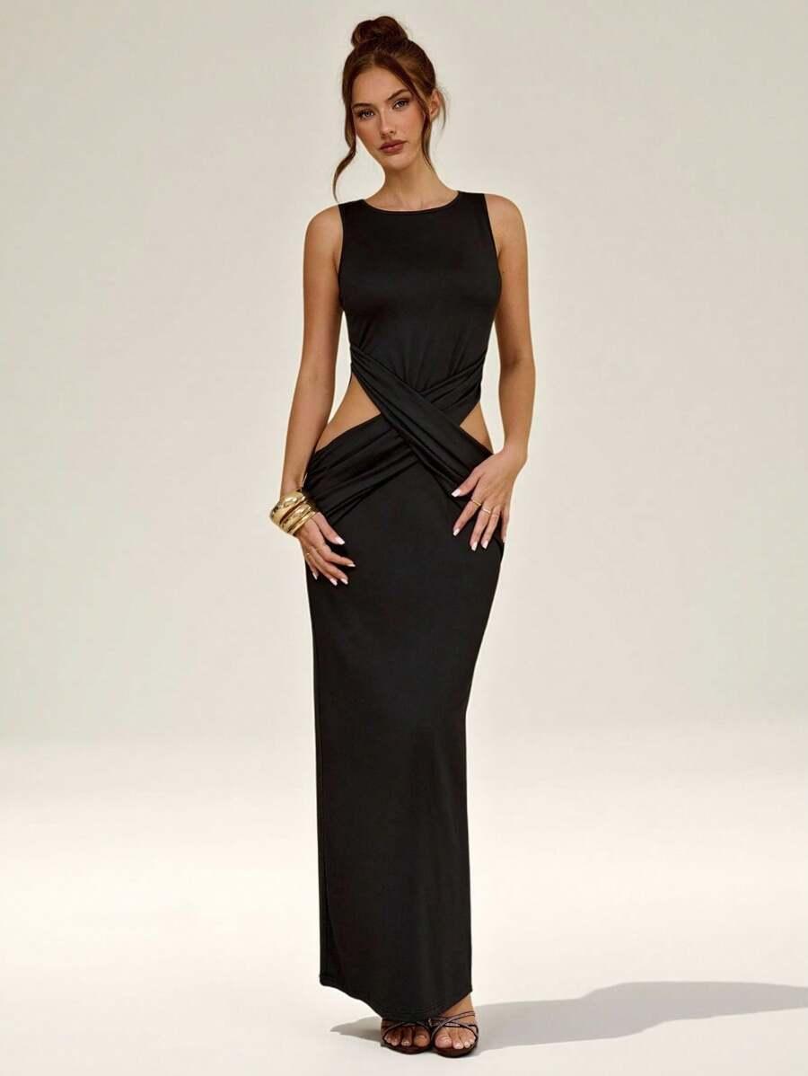 SHEIN CZARNA MAXI SUKIENKA S06__M
