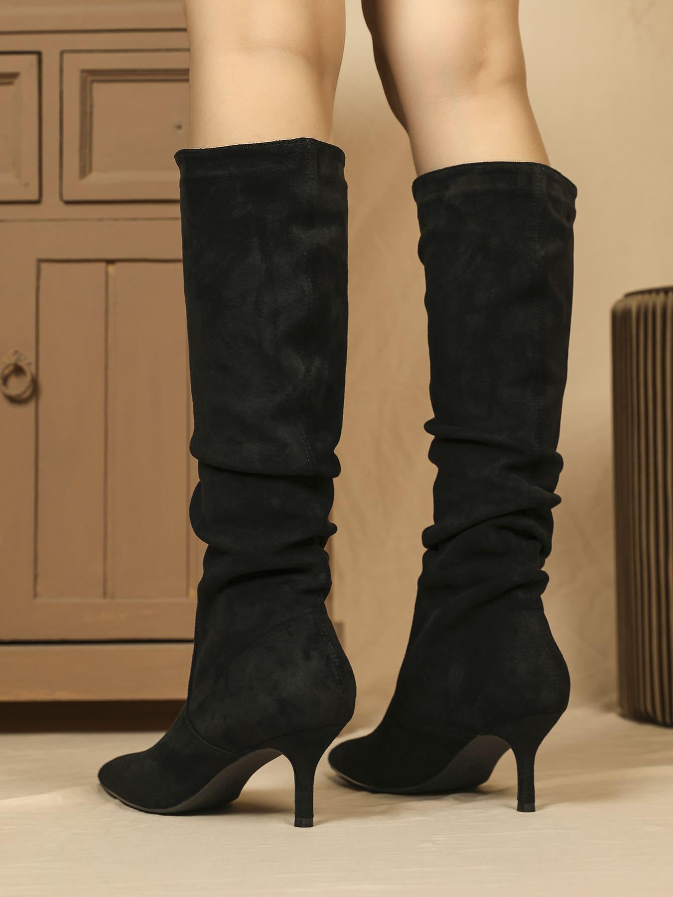 SHEIN CZARNE KOZAKI NA SZPILCE PRZED KOLANO W01__39,5