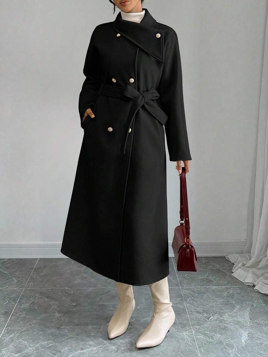 SHEIN CZARNY KLASYCZNY PŁASZCZ W01__XL