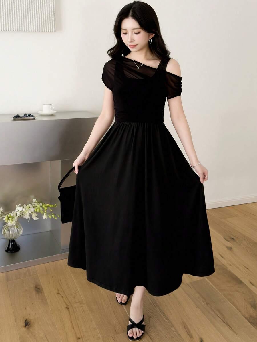 SHEIN CZARNA MAXI SUKIENKA S06__164/170