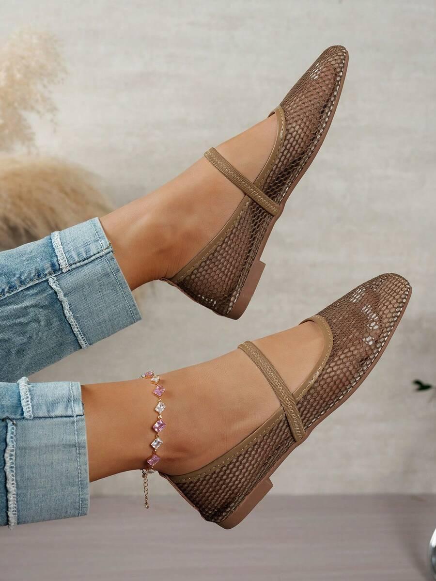 SHEIN BRĄZOWE BALERINY SIATECZKA S06__39