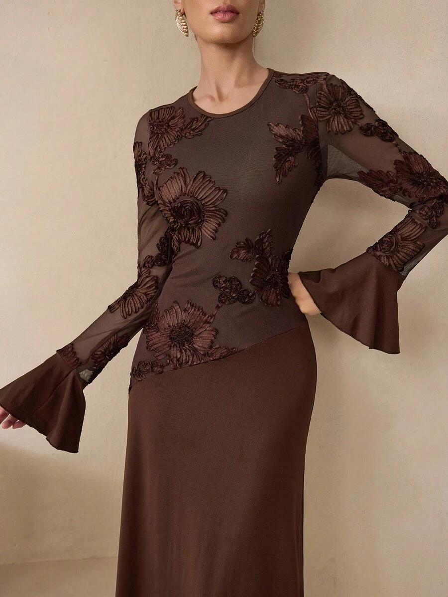 GRACEVEIL BRĄZOWA MAXI SUKIENKA S06__XL
