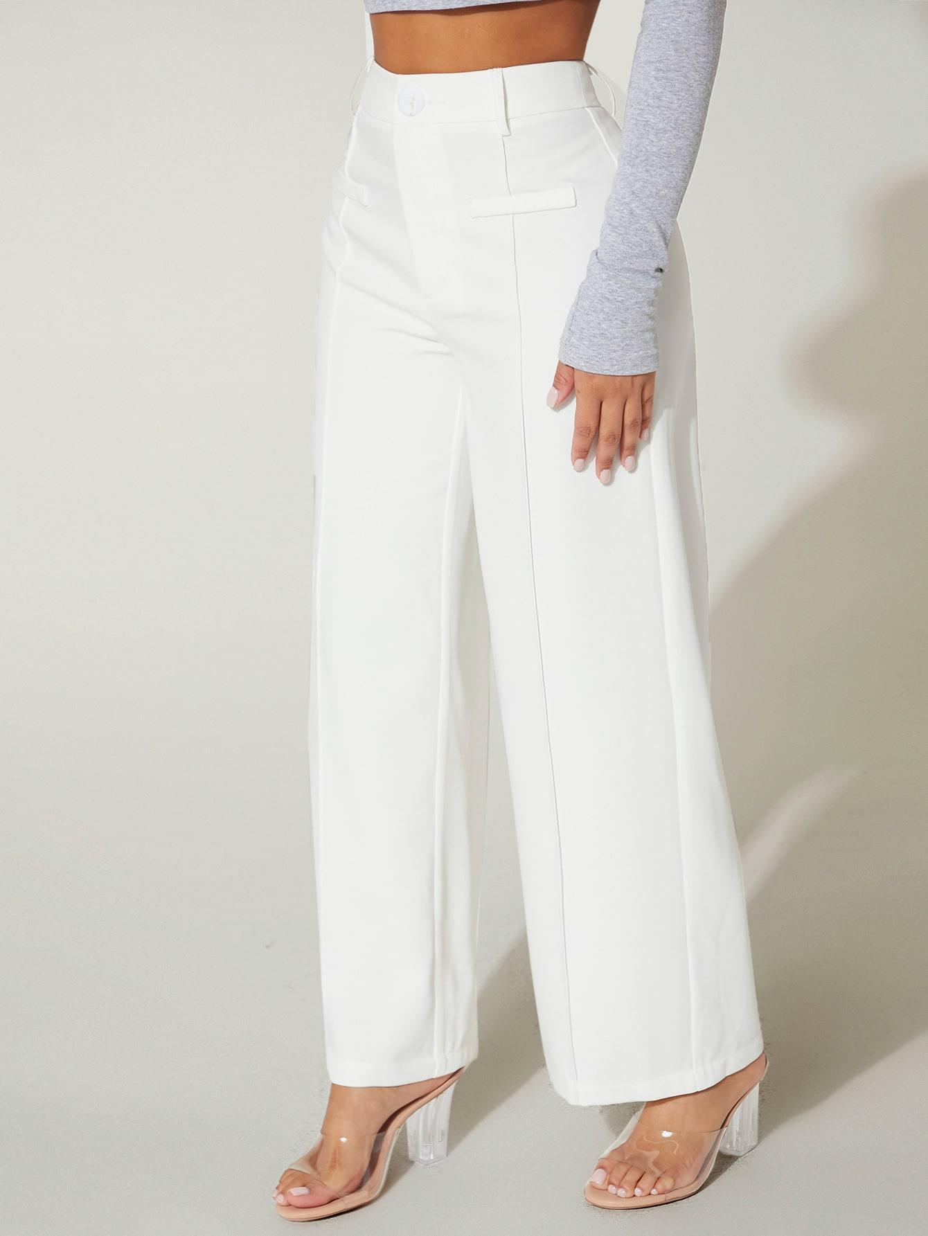 SHEIN BIAŁE ELEGANCKIE SPODNIE SZEROKA NOGAWKA S06__L