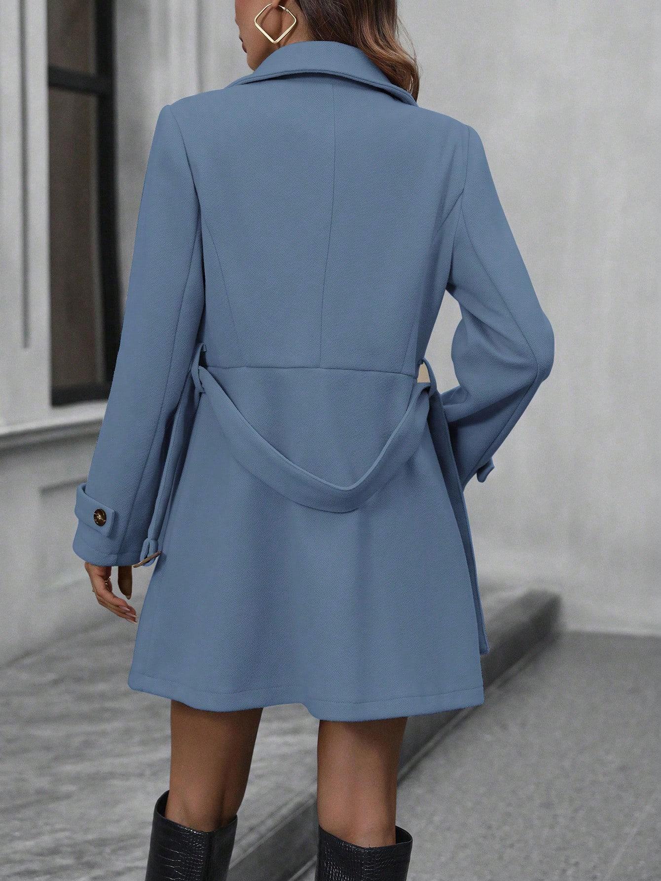 SHEIN NIEBIESKI PŁASZCZ GUZIKI S06__XS