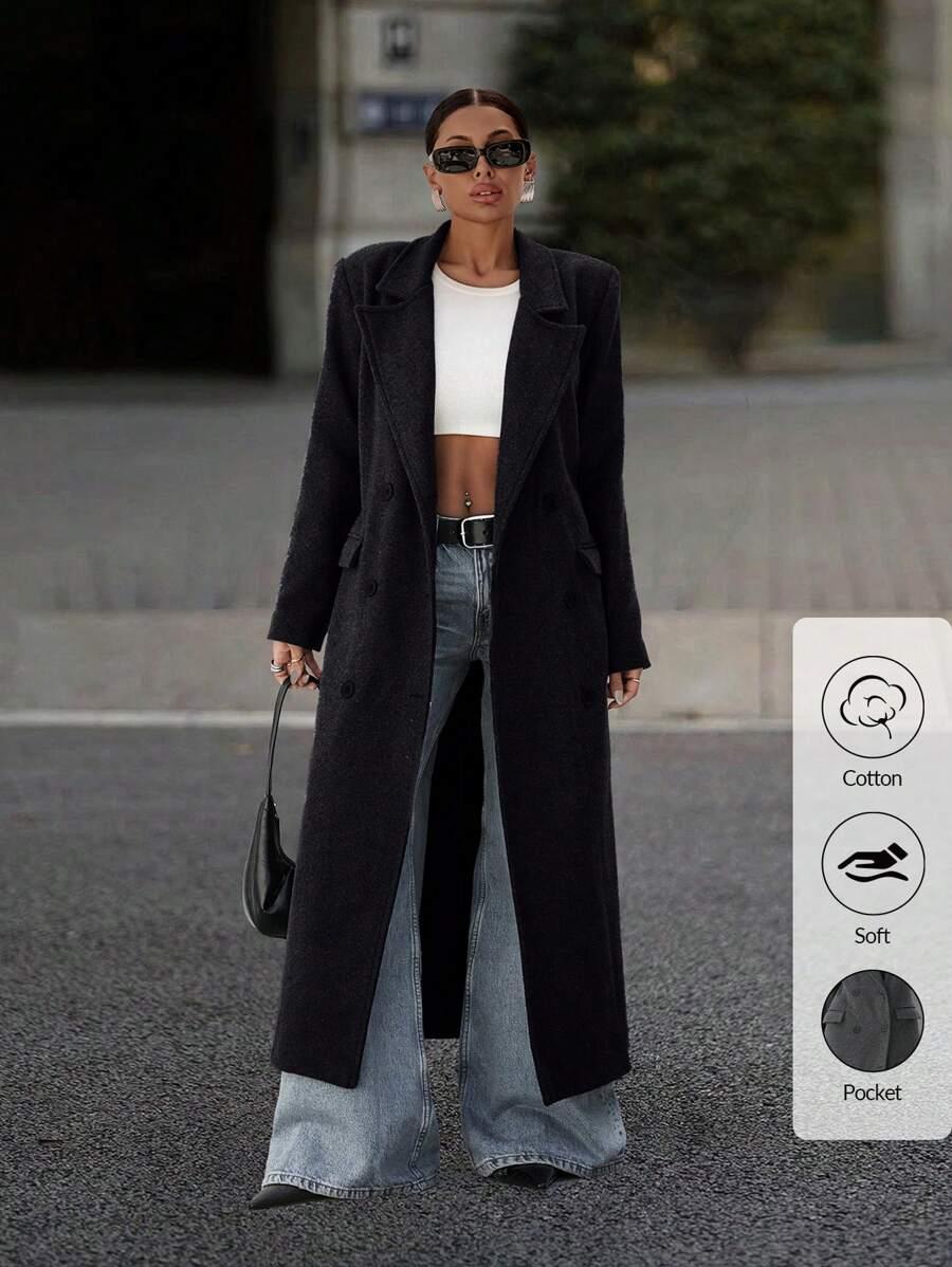 SHEIN CZARNY PŁASZCZ CASUAL W01__XL