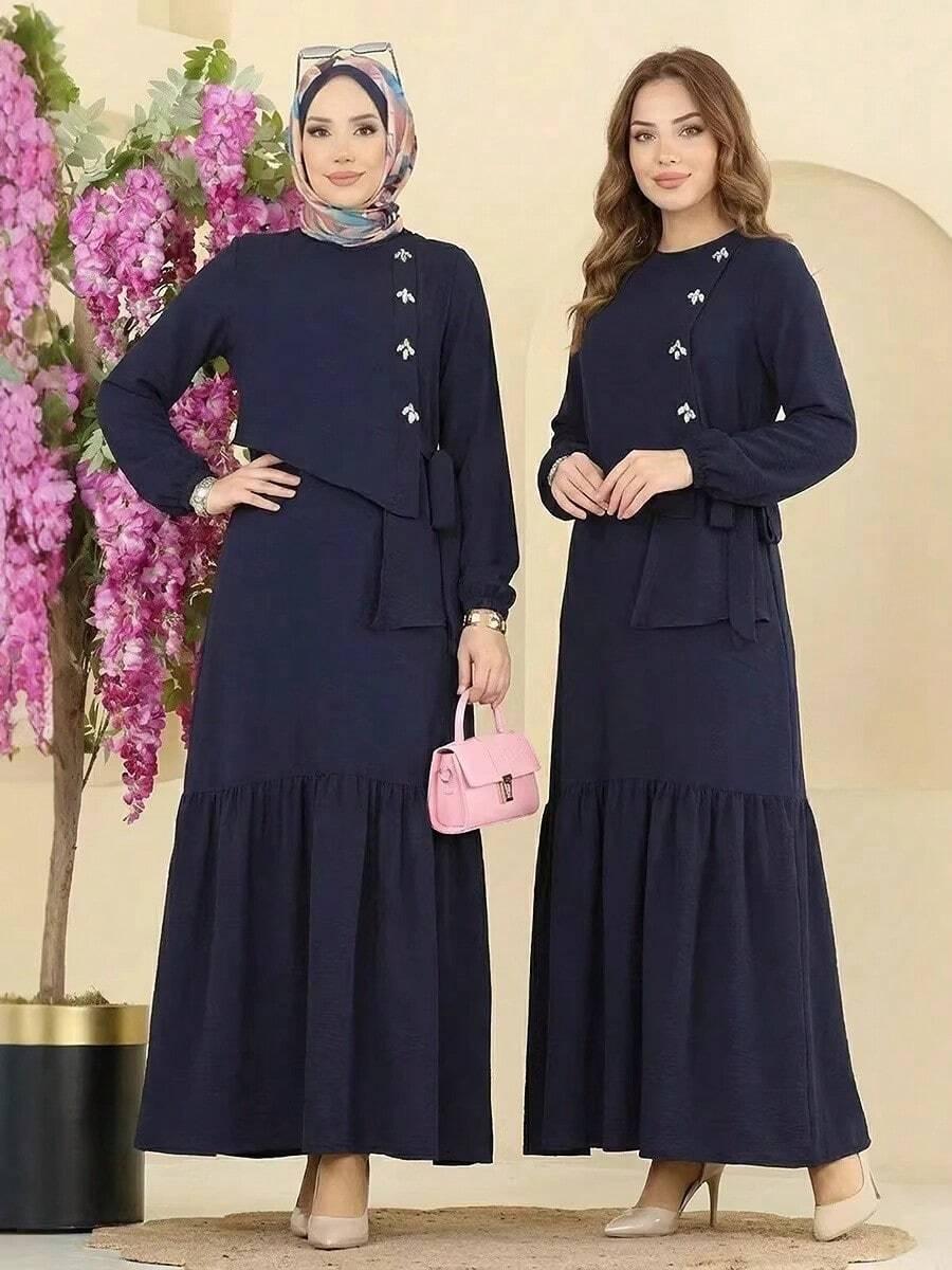 SHEIN GRANATOWA MAXI SUKIENKA S09__M