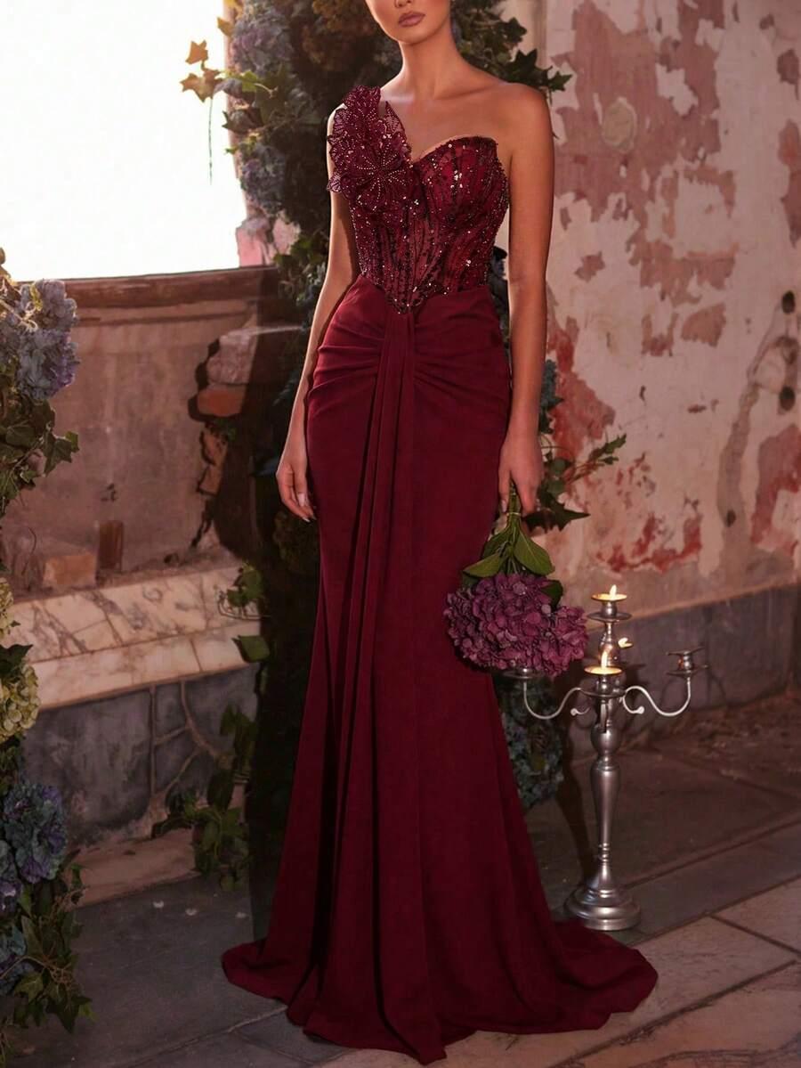 GLAMRAE BORDOWA MAXI SUKIENKA ZDOBIENIE S06__S