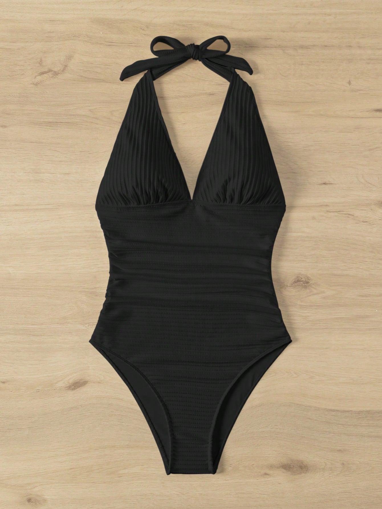 SHEIN CZARNY JEDNOCZĘŚCIOWY STRÓJ KĄPIELOWY S09__XXL