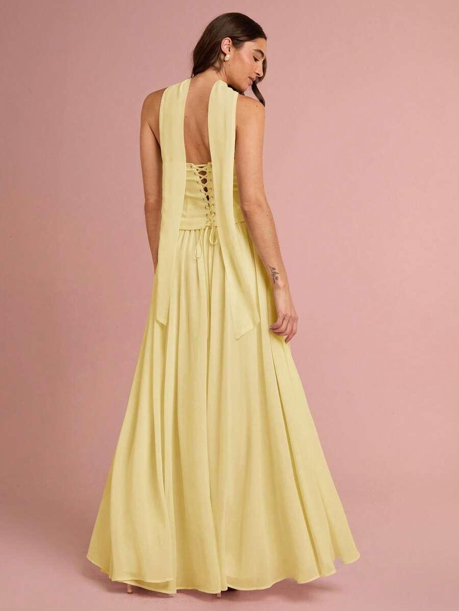 SHEIN ŻÓŁTA MAXI SUKIENKA S06__M