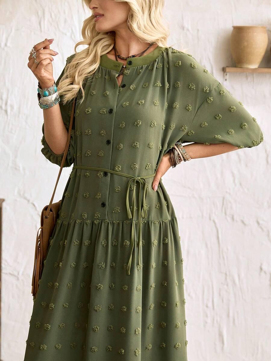 SHEIN ZIELONA MAXI SUKIENKA TEKSTURA S06__L